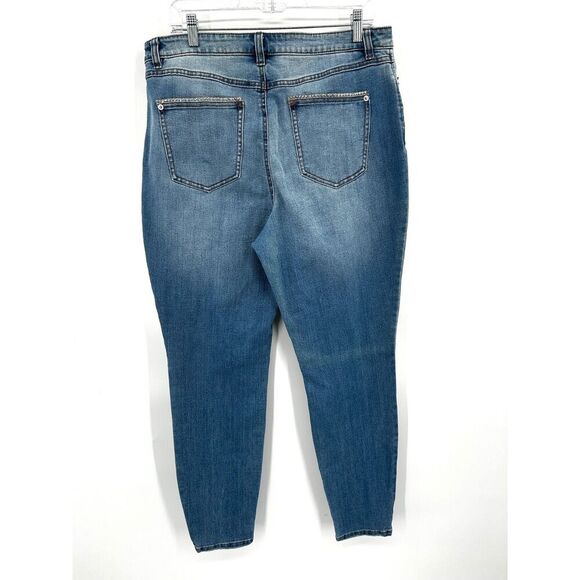 INC INTERNATIONAL CONCEPTS High Rise Embellished Bling Skinny Jeans Size 14 / 32 - Picture 2 of 8